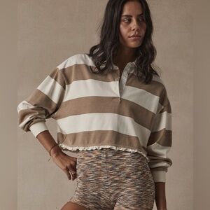 The Upside Duke Stripe Cropped Polo Shirt size Large